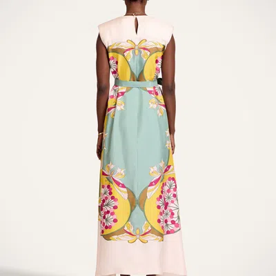 La Doublej San Carlo Belted Printed Silk Maxi Dress In Green