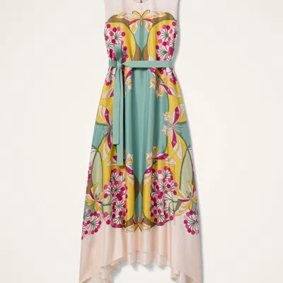 La Doublej San Carlo Belted Printed Silk Maxi Dress In Green