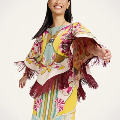 La Doublej Reversible Mini Poncho Top In Multi
