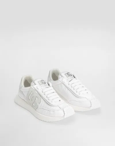 Dolce & Gabbana Dg Cushion White Low Top Sneakers In Mixed Materials Woman In Multi