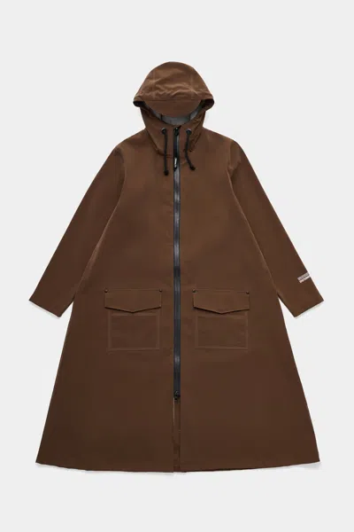 Stutterheim Mosebacke Long Patch Raincoat In Brown