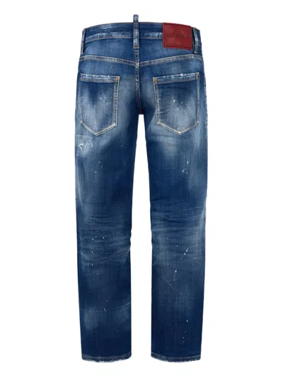 Dsquared2 Medium Wash Distressed Jeans In Blue