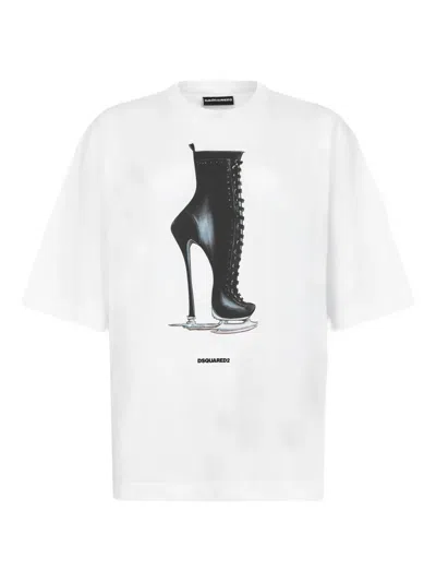 Dsquared2 Boot-print T-shirt In White