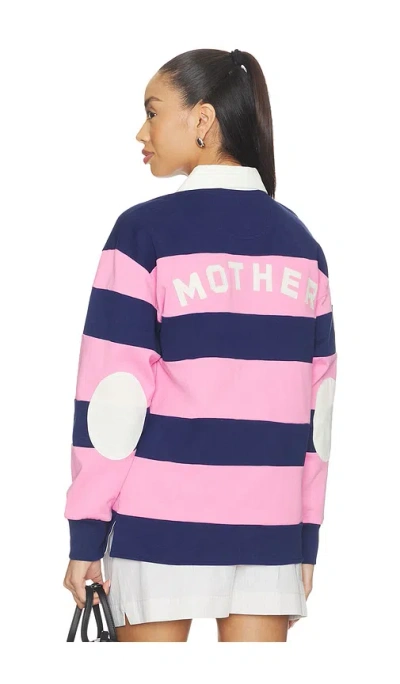 Mother Piece Huddle Long Sleeve Tee In Estate Blue And Begonia Pink In Multi