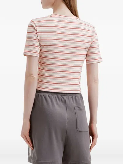 Fingercroxx Striped-pattern T-shirt In Pink