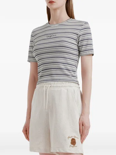 Fingercroxx Striped-pattern T-shirt In Gray