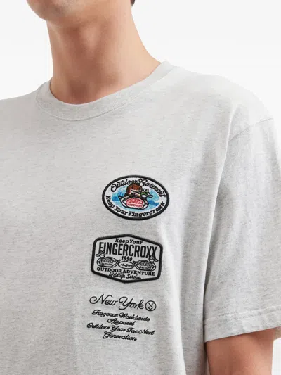 Fingercroxx Patch-appliqué T-shirt In Gray