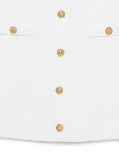 Balmain Button Skirt In White