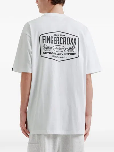 Fingercroxx Logo-print T-shirt In White