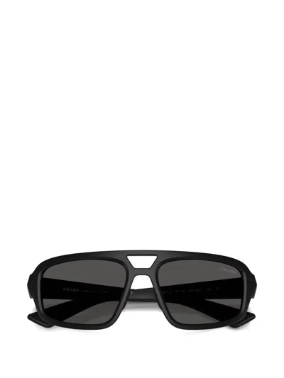 Prada Classic Doublebridge Squareframe Sunglasses In Black