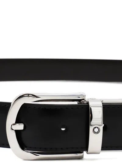 Montblanc Logo-detail Belt In Black
