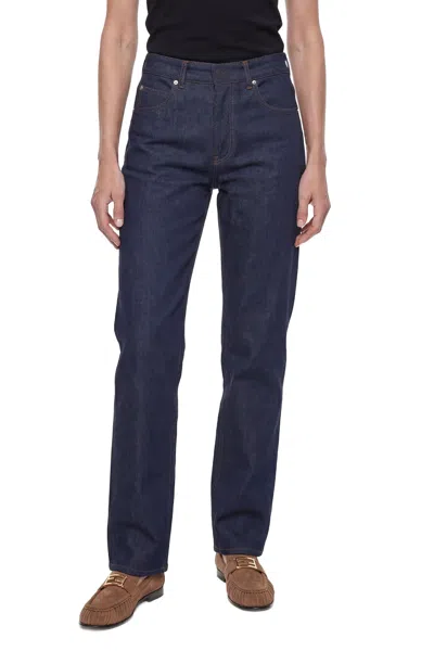 Fendi Straight Leg Denim Trousers With Five Pockets In Blue