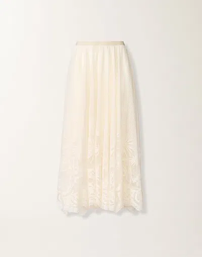 Fabiana Filippi Lace Asymmetric-hem Midi Skirt In Neutral
