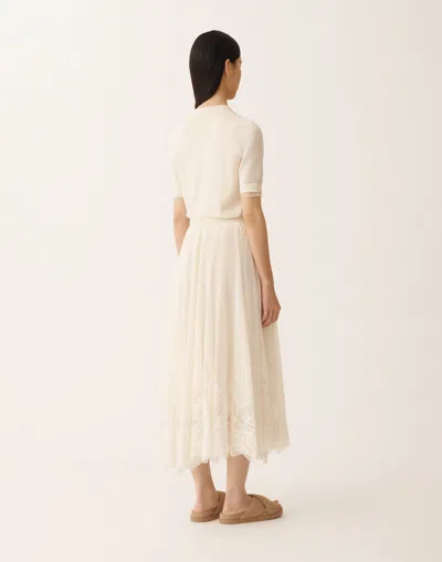 Fabiana Filippi Lace Asymmetric-hem Midi Skirt In Neutral