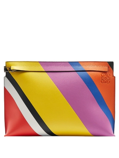 Loewe Striped Leather Pouch In Multicoloured