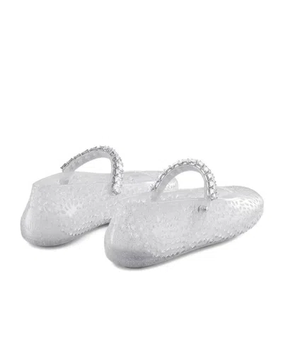 Jimmy Choo Clear Jelly Ballerina Flats With Crystal Embellishment In White