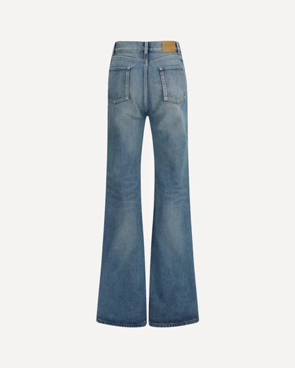 Saint Laurent Logo Patch Straight Leg Jeans In Blue | ModeSens