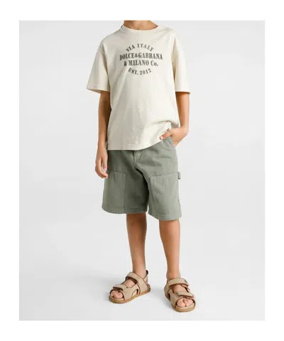 Dolce & Gabbana Jersey T-shirt With Print And Logo Patch In White