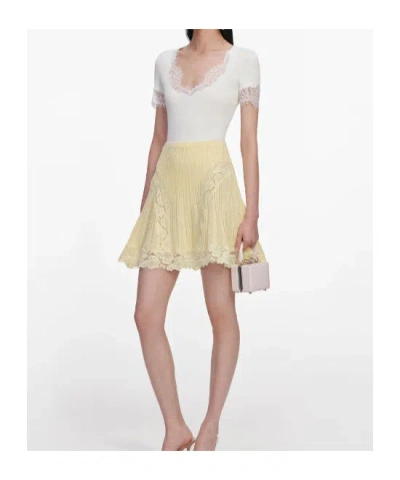 Self-portrait Chic Pointelle Knit Mini Skirt In Yellow