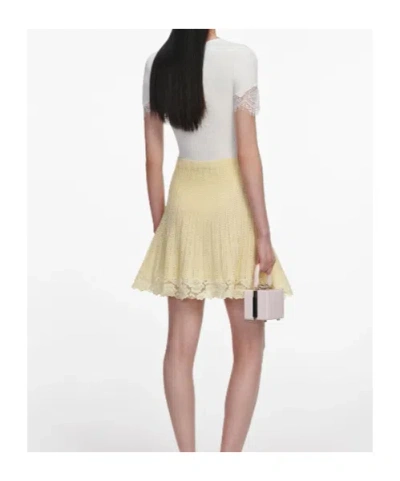Self-portrait Chic Pointelle Knit Mini Skirt In Yellow