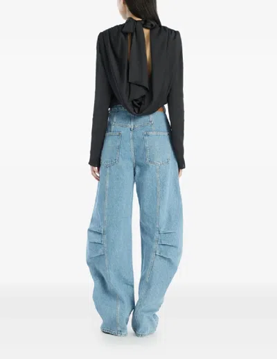 Rotate Birger Christensen Draped-back Top In Black