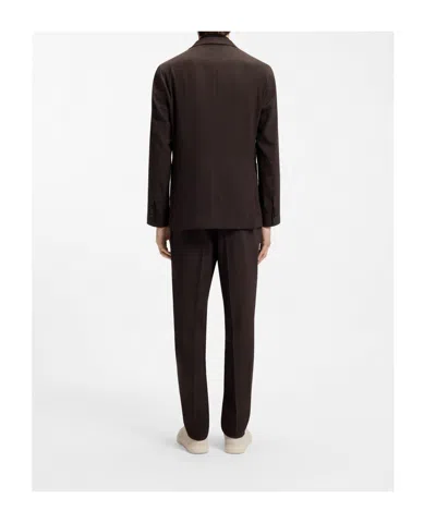 Hugo Boss Buttoned Patch-pocket Blazer In Brown