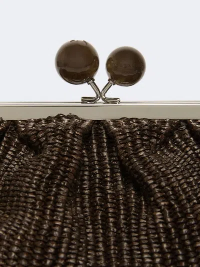 Weekend Max Mara Medium Raffia-effect Pasticcino Bag - Dark Brown In Brown