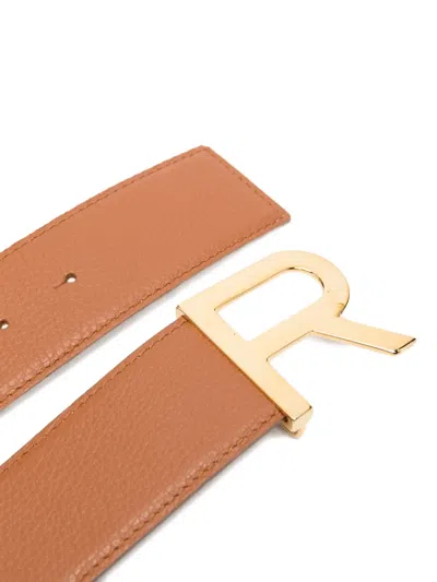 Rochas Logo-buckle Leather Belt In Brown