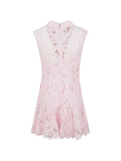 Self-portrait Pink Lace Collared Mini Dress In Multi