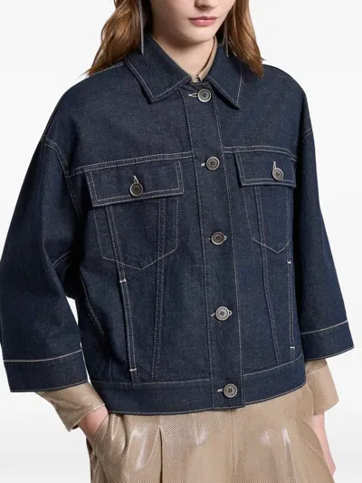 Peserico Flap-pocket Jacket In Blue