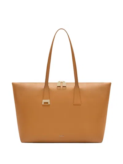 Furla Olivia Borsa Shopping L Tabacco Marrone Pelle Di Vitello Granata Donna In Brown