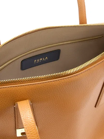 Furla Olivia Borsa Shopping L Tabacco Marrone Pelle Di Vitello Granata Donna In Brown