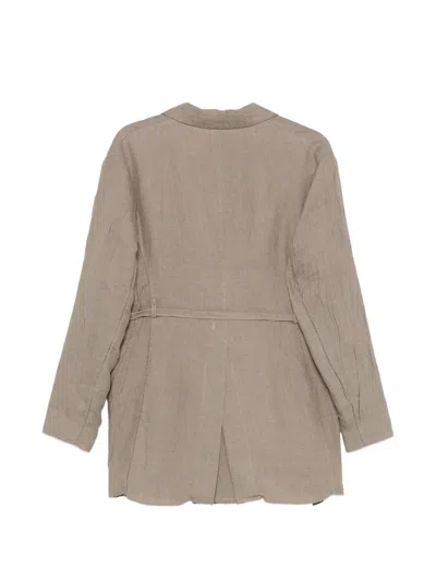 Masnada Double-breasted Belted Blazer In Neutral