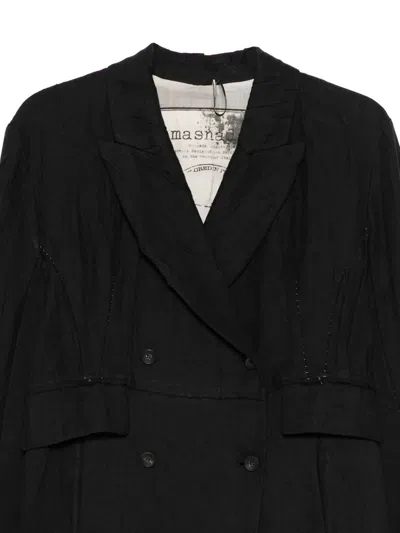 Masnada Double-breasted Buttoned Coat In Black