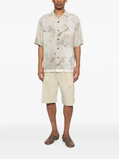 Ziggy Chen Buttoned Print Shirt In Neutral