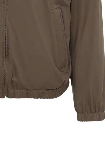 Canali Reversible Technical Zip-up Jacket In Nude