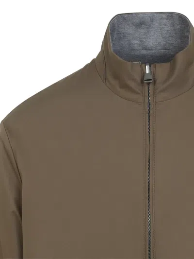 Canali Reversible Technical Zip-up Jacket In Nude