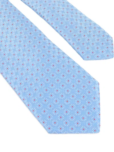 Canali Polka Dots Pattern Silk Tie In Blue