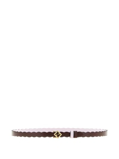 Fendi Multicolor Ff Diamonds Reversible Solid Belt In Brown