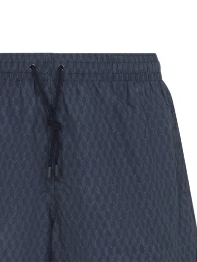 Canali Patterned Drawstring Swim Shorts In Blue