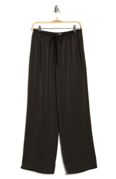 Leith Satin Drawstring Pants In Black