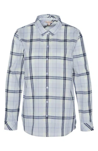 Barbour Collared Button Down Blouse In Blue