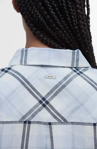 Barbour Collared Button Down Blouse In Blue