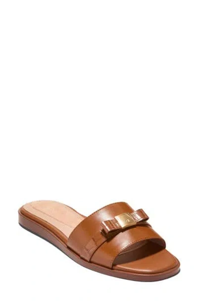 Cole Haan Go-to Emalia Slide Bow Leather Sandal In Brown