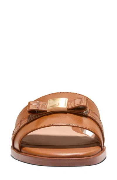 Cole Haan Go-to Emalia Slide Bow Leather Sandal In Brown