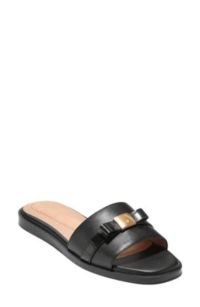 Cole Haan Go-to Emalia Slide Bow Leather Sandal In Black