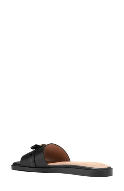 Cole Haan Go-to Emalia Slide Bow Leather Sandal In Black