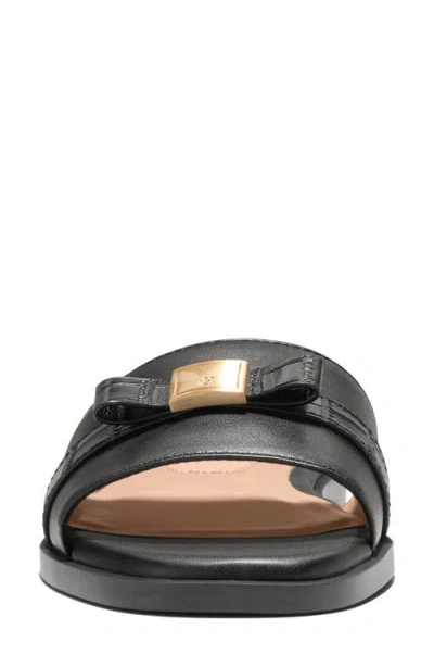 Cole Haan Go-to Emalia Slide Bow Leather Sandal In Black