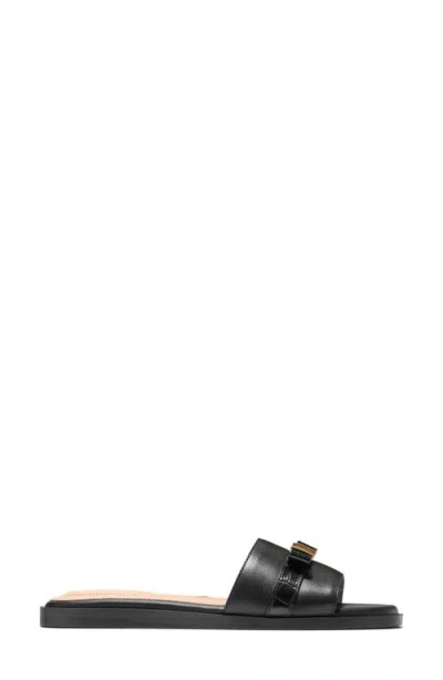 Cole Haan Go-to Emalia Slide Bow Leather Sandal In Black
