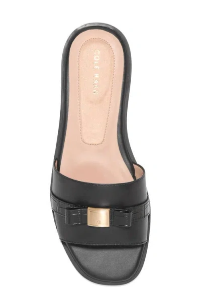 Cole Haan Go-to Emalia Slide Bow Leather Sandal In Black